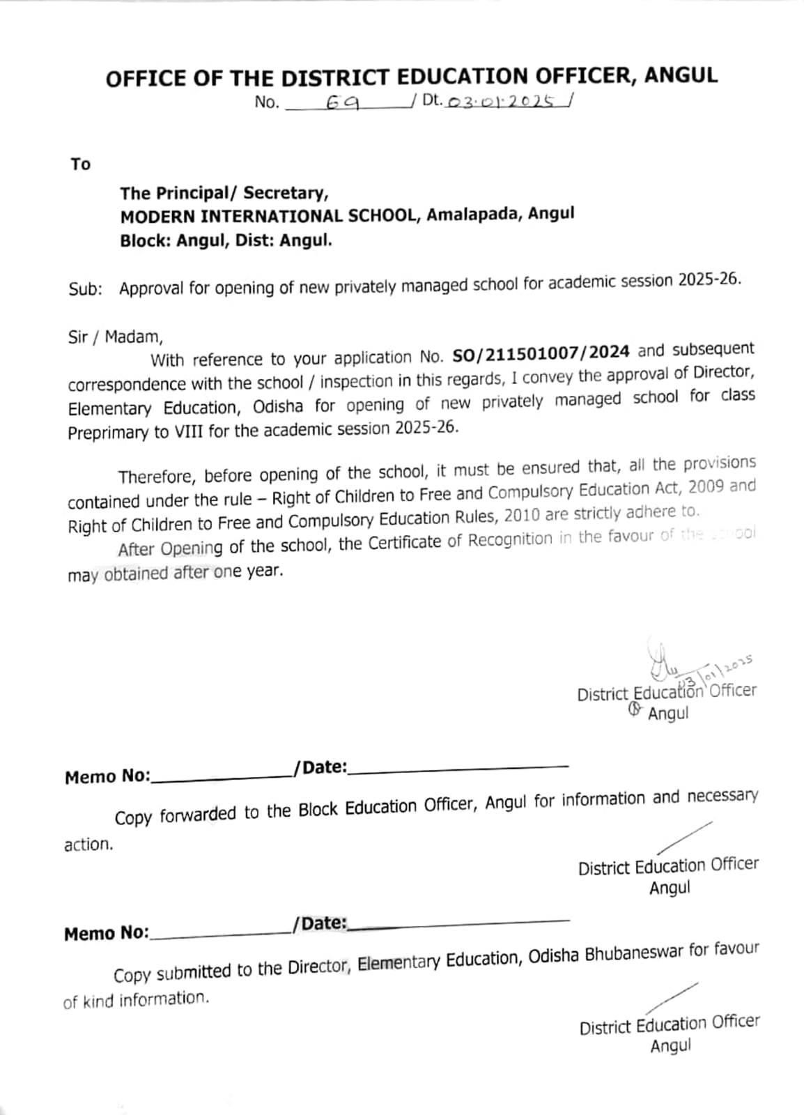 School Affiliation Certificate
