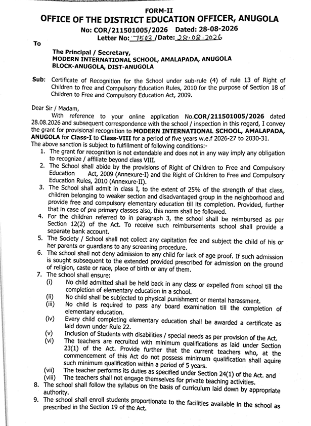 Recognition Certificate Page 1